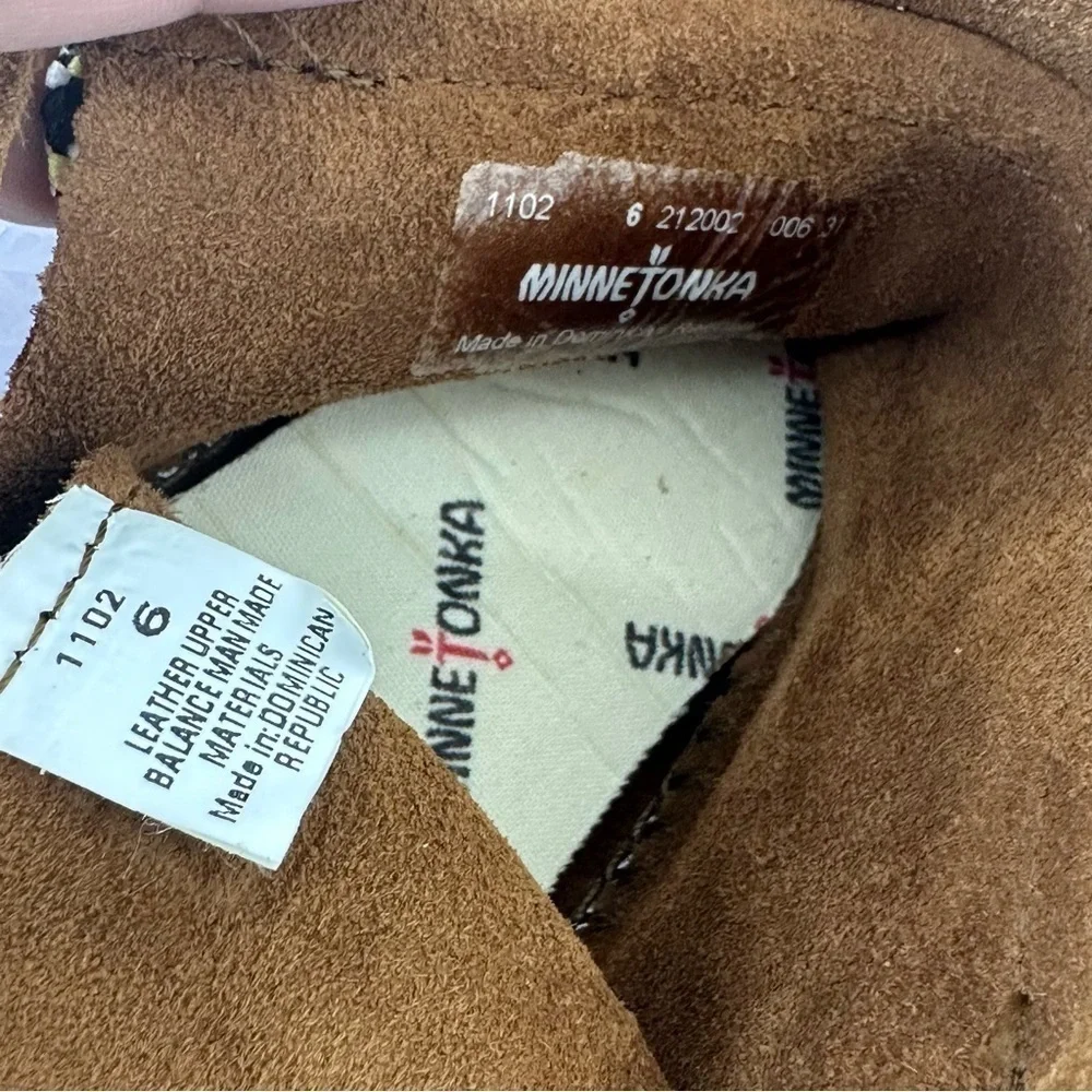 MINNETONKA Moccasins Suede Braid Bootie Brown Infant Size 6 Boots Leather